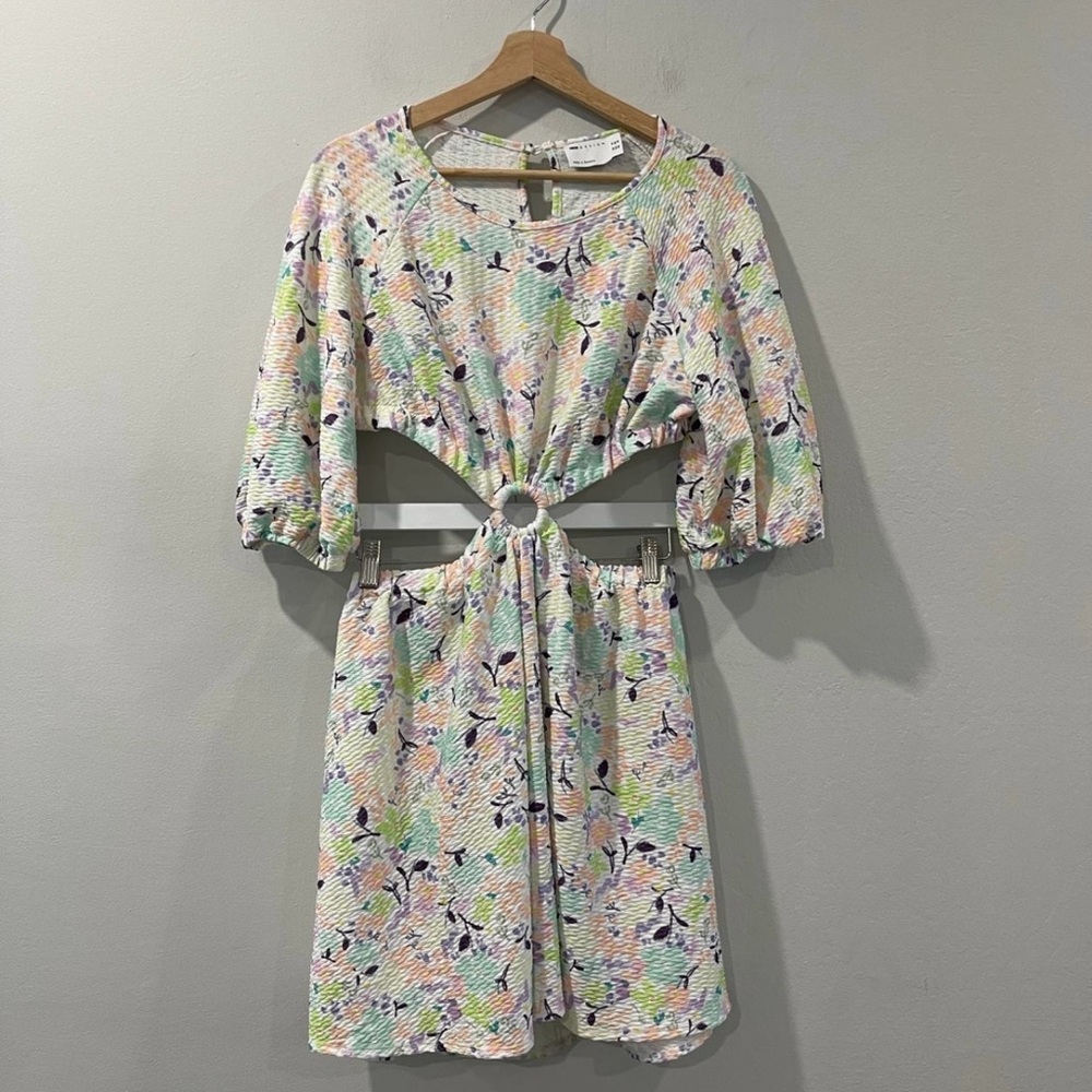 NWOT ASOS Pastel Floral Textured Cutout Mini Dress Sz 10